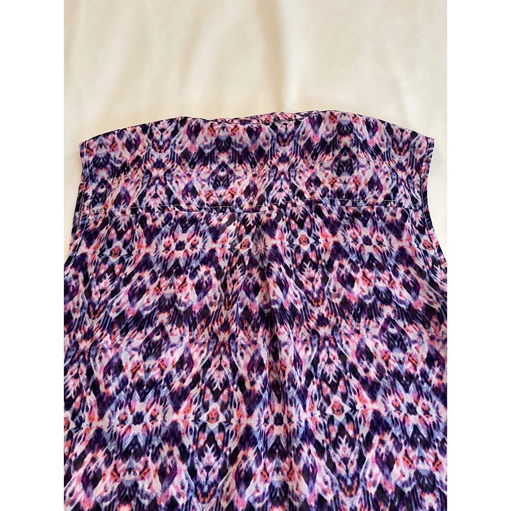 ana A New Approach Purple Pink Ikat Sleeveless V-Neck Blouse Small - Picture 7 of 8